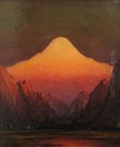 Sunset Glow, Mt. Tacoma From The Headwaters Of The Puyallup, Washington - view 1