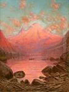 Sunset Glow, Mt. Tacoma From Lake Cle Elum, Washington, 1903 (no.928) by James Everett Stuart