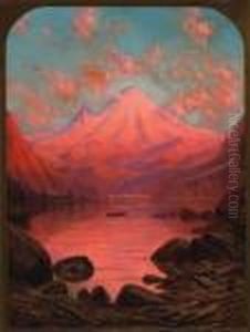 Title: Sunset Glow, Mt. Tacoma From Lake Cle Elum, Wa by James Everett Stuart
