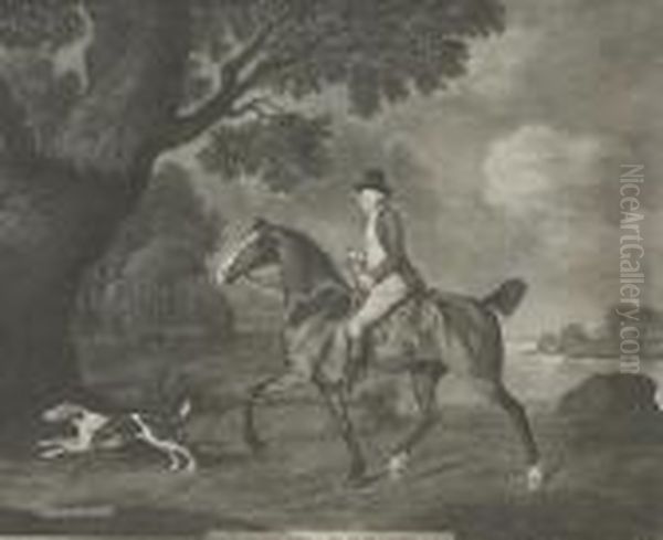 Portrait Of A Gentleman, Thought To Be Sir Frederick Evelyn, Riding With A Hound - view 1
