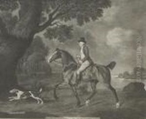 Portrait Of A Gentleman, Thought To Be Sir Frederick Evelyn, Riding With A Hound by George Stubbs