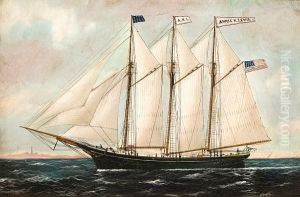 The American Three Masted Schooner by William Pierce Stubbs