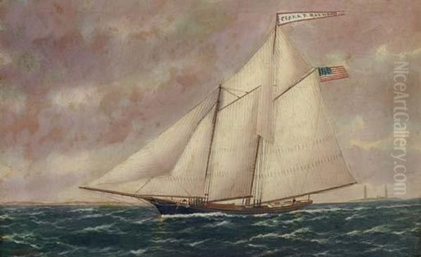 The Racing Schooner Clara R. Harwood Off Cape Anne Lighthouse - view 1
