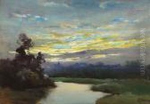 Sunset's Glow; Homes Near A River (double-sided) Sunset's Glow; Homes Near A River (double-sided)