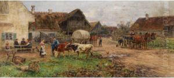 Dachauer Bauerngehoft Mit Zahlreicherfigurenstaffage - view 1