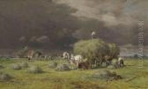 Heuernte Bei Aufziehendem Gewitter
