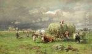 Hay Harvestbefore A Thunderstorm by Karl Stuhlmuller