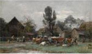 Peasants Near A Farmstead by Karl Stuhlmuller