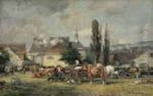 Bayerischer Viehmarkt Im Sommer by Karl Stuhlmuller