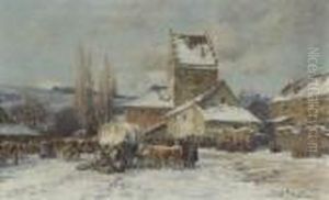 Winterlicher Bauernmarkt. by Karl Stuhlmuller