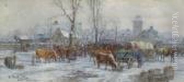 Viehmarkt Im Winter. - view 1
