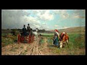 Die Kutsche Auf Dem Feldweg by Karl Stuhlmuller