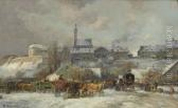 Dachauer Viehmarkt Im Winter. - view 1