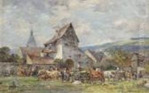 Viehmarkt Vor Der Stadt. by Karl Stuhlmuller