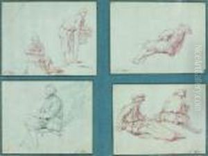Deux Etudes D'hommes Tenant Es Paniers