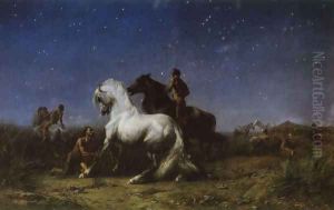 Voleurs De Nuit (Night Robbers) (or Sahara Algerien) by Eugene Fromentin