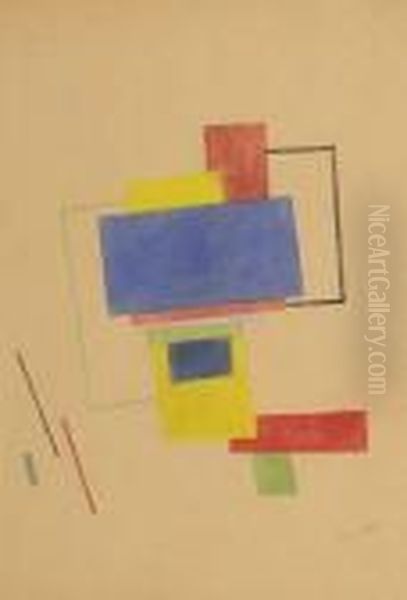 Composition Suprematiste Au Rectangle Bleu - view 1