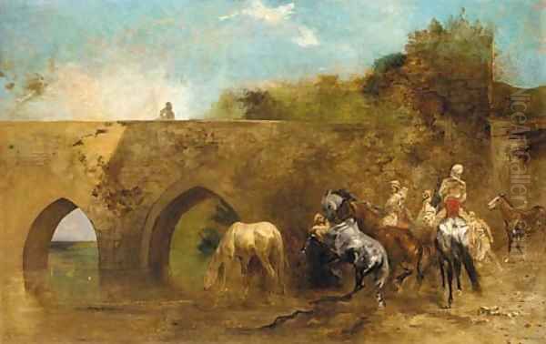 Bedouins watering their horses - view 1