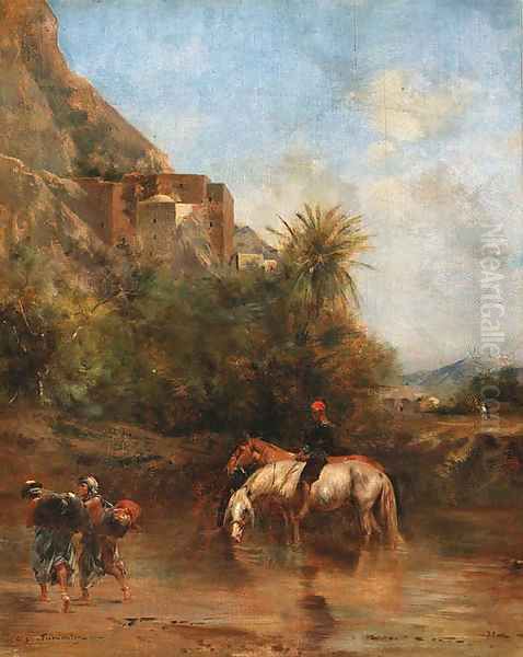 Horses watering, North Africa - view 1