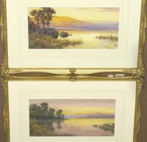 "evening-grange Over Sands,
Lancashire"; "sunset In Westmorland" Both Signed, Also Inscribed With
The Titles And The Artist's Name On Exhibition Labels Verso, Also
Inscribed On The Backing Boards "evening-grange Over Sands,
Lancashire"; "sunset In Westmorland" Both Signed, Also Inscribed With
The Titles And The Artist's Name On Exhibition Labels Verso, Also
Inscribed On The Backing Boards