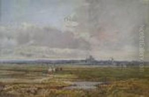 Landscape Withfigure And Cattle by Arthur Suker