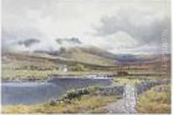 An Extensive River Landscape With Cottage By A River, Probably In North Wales - view 1