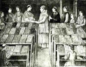 Pope Sixtus IV 1414-84 and Platina 1421-81 by Melozzo da Forli