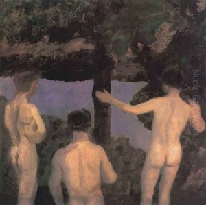 Three Nude Boys Evening sketch 1912 by Karoly Ferenczy