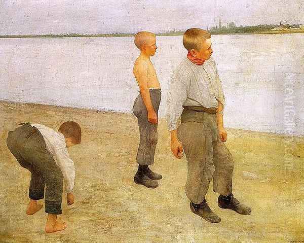 Boys Throwing Pebbles into the River 1890 - view 1