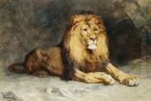 Lion Couche by Gustave Surand