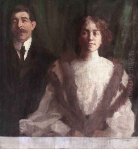 Cezar Herrer and his Wife at Nagybanya 1904 by Karoly Ferenczy