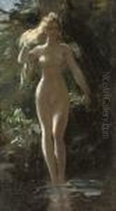 A Nymph In A Woodland Pool by Gustave Surand