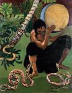 Charmeur De Serpents Au Milieu Des Arbres