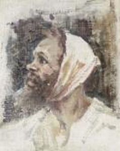 Study Of The Head Of God's Fool For The Painting 'boiarinva Morozova' by Vasilij Ivanovic Surikov