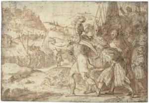 The Siege And Destruction Of Fiesole By The Goths In 405: Design For A Tapestry