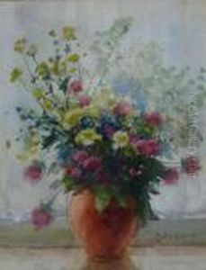 Sutcliffe : Still Life Vase Of Flowers by Lester Sutcliffe