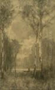 Silver Birch And Man In A Punt Silver Birch And Man In A Punt