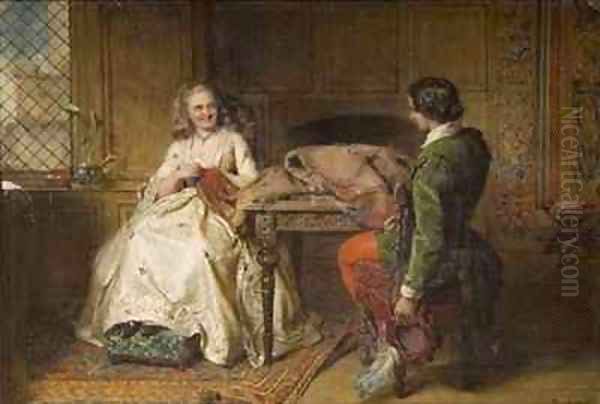 Catherine Seyton and Roland Graeme in a scene from The Abbot by Walter Scott 1771-1832 by John Faed