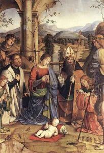 Adoration of the Child (detail) by Francesco Francia