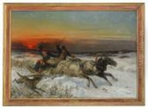Attacked By Wolves by Nikolai Egorovich Sverchkov