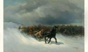 Poursuite De Brigands A Cheval Dans La Neige