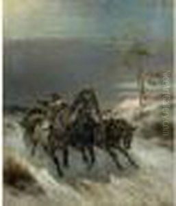 Troika Dans Un Paysage De Neige by Nikolai Egorovich Sverchkov