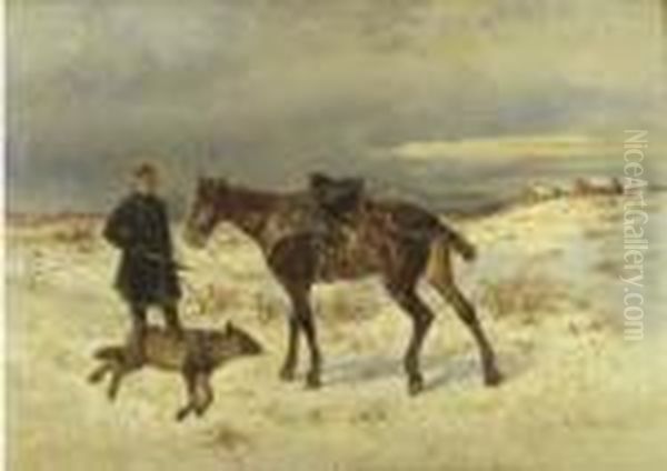 A Mounted Huntsman With A Fallen Wolf - view 1