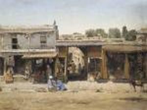Oriental Market Scene by Sergei Ivanovitch Svetoslavsky