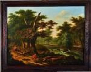 scene Pastorale Devant Une Riviere by Frans Swagers