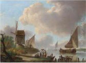 Barges On The River, Holland