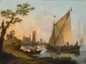 Other Properties
 

 
 
 

 
 A River Landscape With A Sailing Boat, Two Fishermen In A Boat
 In The Foreground, Travellers On A Path To The Left, A View Of A Town 
Beyond