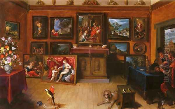 A Picture Gallery With A Man Of Science Making Measurements On A Globe - view 1