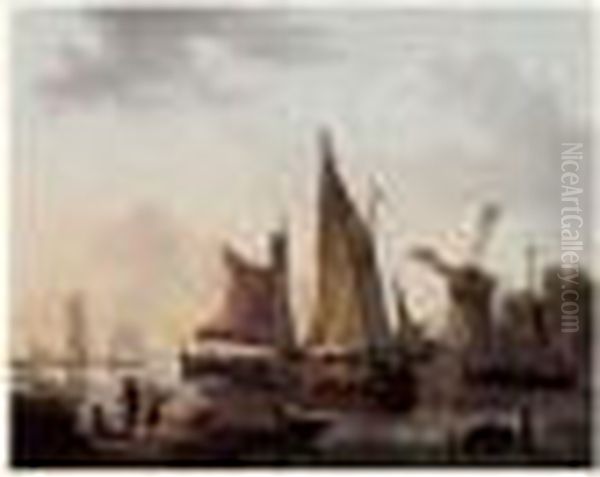 Bateaux, Voiles Deployees, Dans Un Port En Hollande - view 1