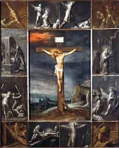 The Crucified Christ Enframed with Scenes of Martyrdom of the Apostles by Frans the younger Francken